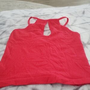 Red Sleeveless Crop Tank Top with Cut Out
